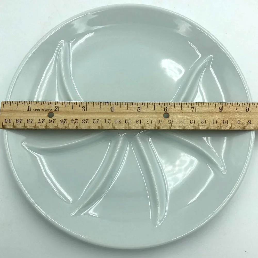Pillivuyt France Porcelain White Divided Plates